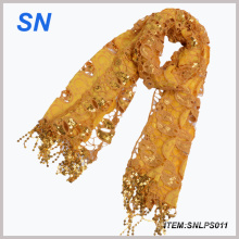 Echarpe en soie jaune de mode pour dames (SNLPS011)